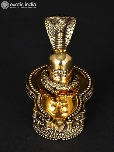 Exotic India Small Superfine Shiva Linga Brass Statue 1