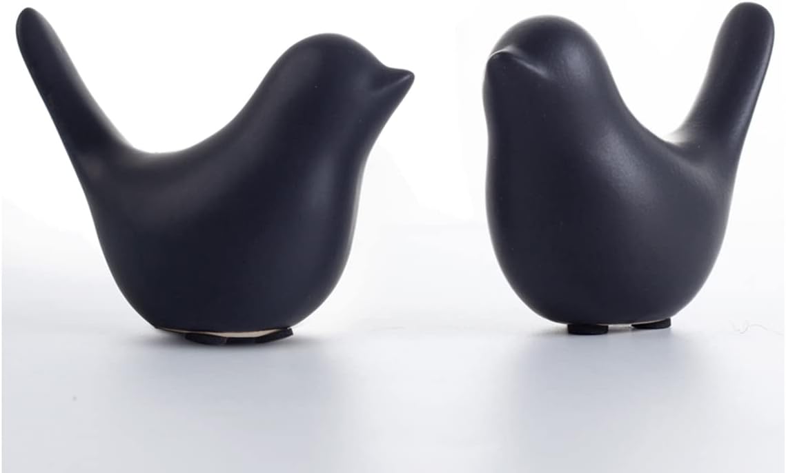 Home Small Ceramic Statues Black Birds Decor