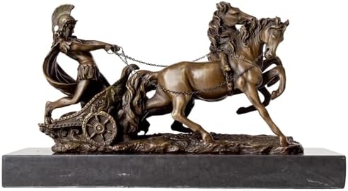 YouFine Bronze Greek Warrior Chariot Statue - 122 Inch