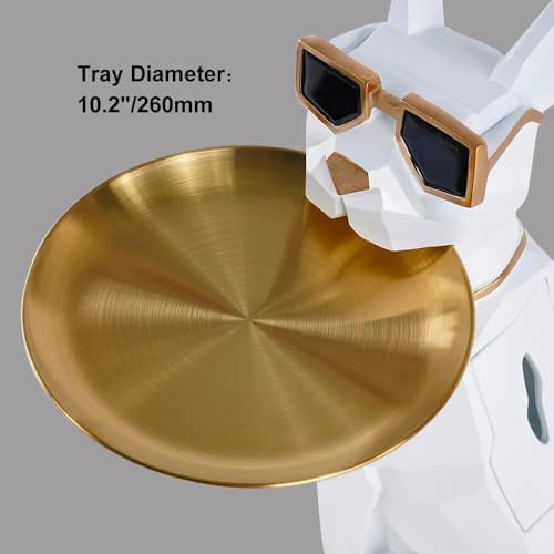 Homary Modern Resin Dog Sculpture with Movable Tray