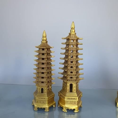 Brass Wenchang Pagoda Tower Figurine 9 Layers