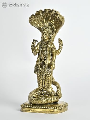 Exotic India Superfine Vishnu Brass Statue On Sheshnag 1