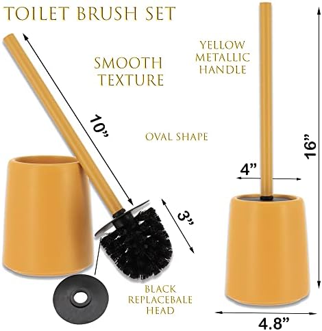 Elegant Stoneware Toilet Brush Set - Yellow Mustard