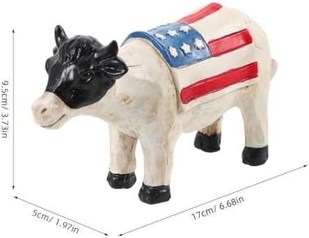 LUOZZY Patriotic Resin Cow Statue Home Decor