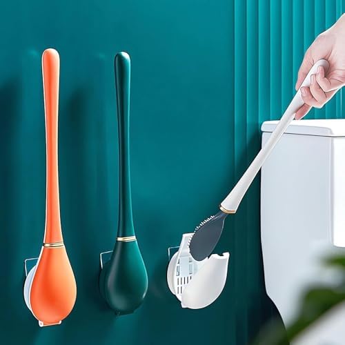 Modern Flexible Silicone Toilet Brush with Holder Set