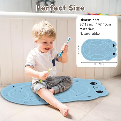 JOYCANO Bathtub Mat Non-Slip with Frog Pattern Blue