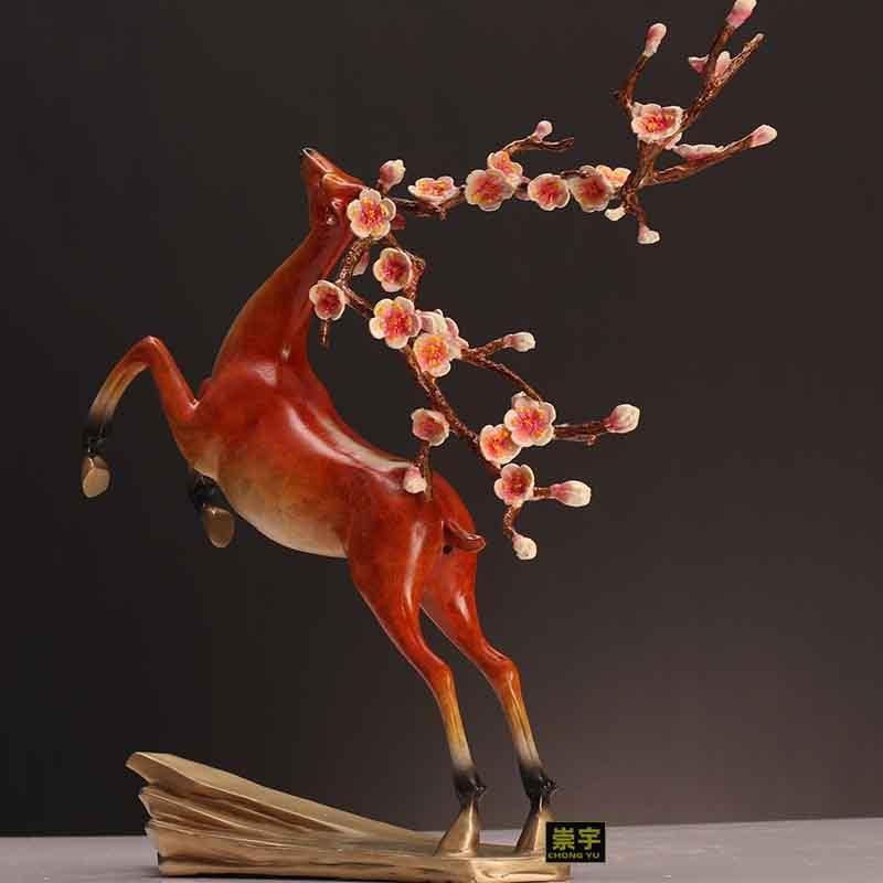 Usoway Handcrafted Brass Painted Deer Home Dcor
