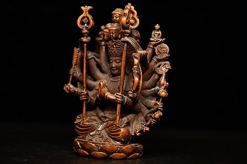 Handcrafted Boxwood Avalokiteshvara Statue with 1000 Arms