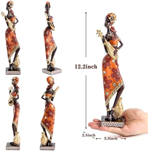 African Lady Musician Sculpture Home Decor