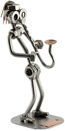 Handmade Saxophone Sculpture Nuts Bolts Metal Ornament