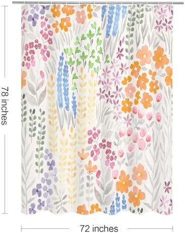Litabel Cute Colorful Floral Shower Curtain Set