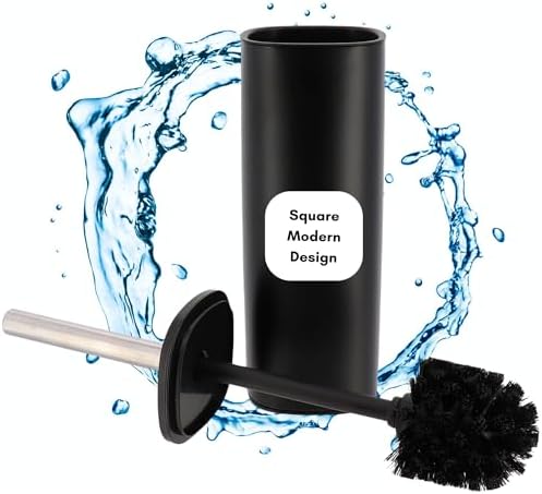 EVIDECO Square Metal Toilet Brush with Holder - Black