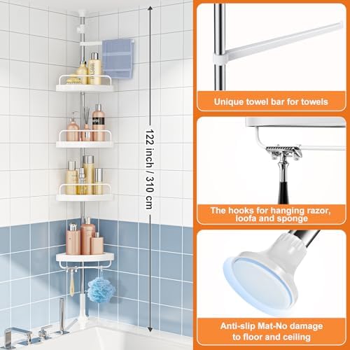 Hamitor Corner Shower Caddy 4Tier Organizer