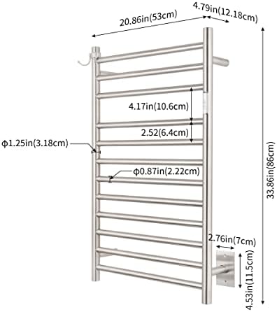 NORTTA Wall Mounted Towel Warmer 12 Bars with Plug-in and Hardwired Options