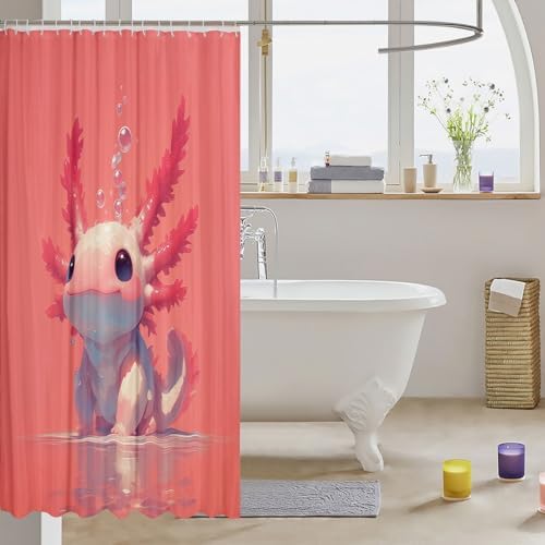 Feelyou Axolotl Cartoon Shower Curtain Set 72x72