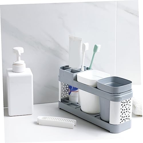 KONTONTY Toothbrush Holder with 2 Cups and 5 Slots