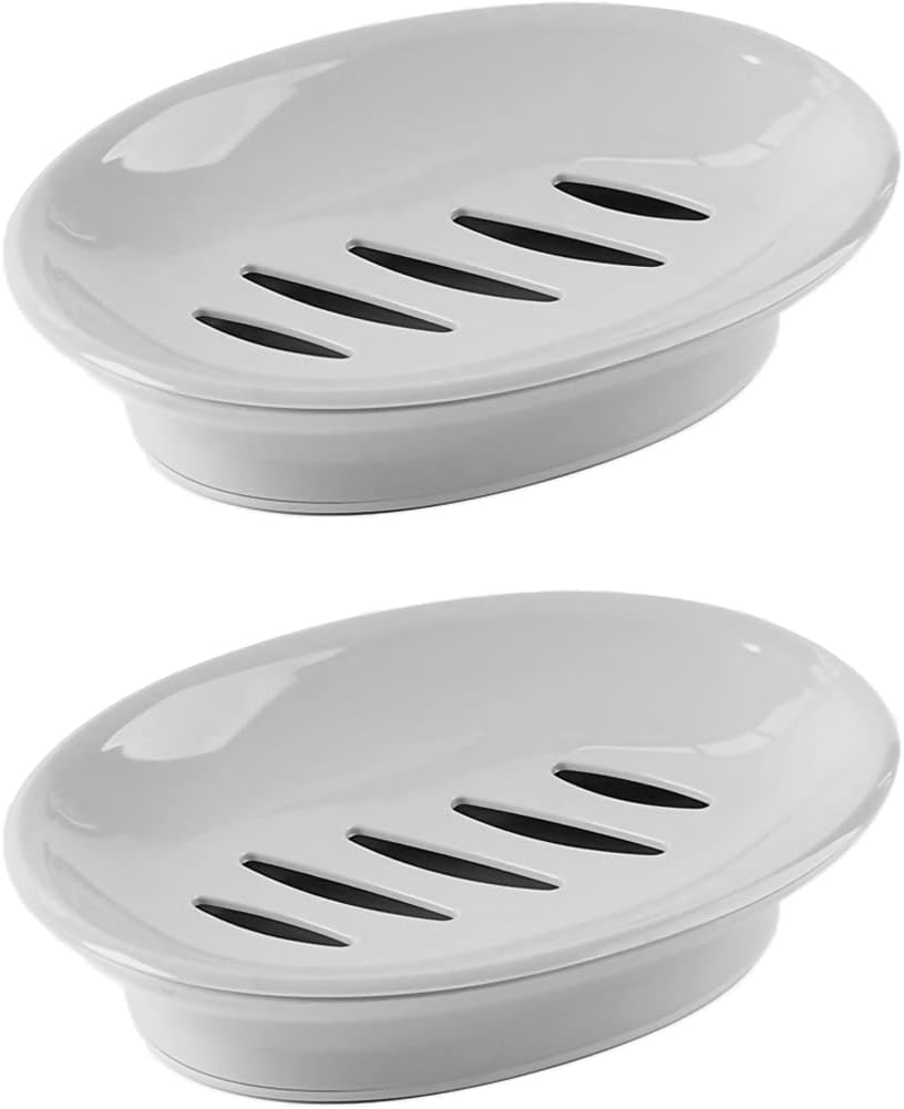 WYOK 2-Pack Soap Dish with Drain and Dry Design