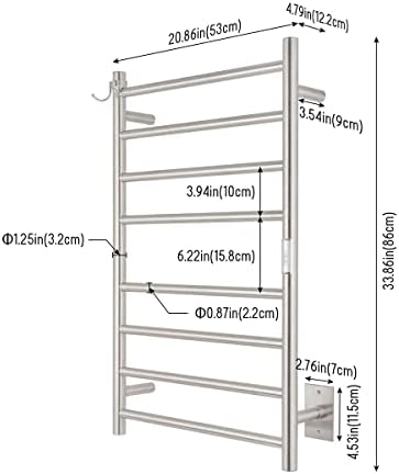 NORTTA Wall Mounted Towel Warmer 8 Bars 21 x 34