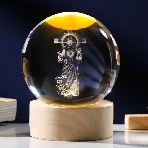 3D Crystal Jesus Cross Statue with LED Light Base 1