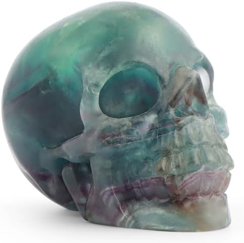 LEADGEM Rainbow Fluorite Crystal Skull Statue 30 Inch