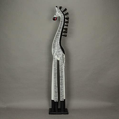 Zeckos Hand-Carved Zebra Statue 36 Inches Tall