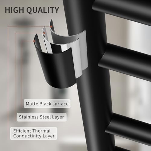 NORTTA Freestanding Towel Warmer 6 Bars 3 Modes Black Stainless Steel 1