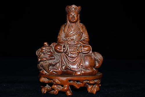 LimpaC Collection Boxwood Ksitigarbha Boddhisattva Statues Handmade Meditating Sculpture