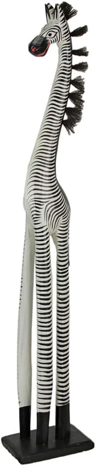 Zeckos Hand-Carved Zebra Statue 36 Inches Tall