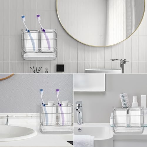 HDFCLUP White Toothbrush Holder with Drain Tray