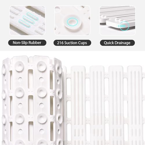 XIYUNTE Non Slip Shower Mat - 36x16 inches Cream White