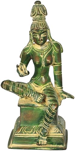 6-Inch Brass Parvati Goddess Statue Lalita Roop Pooja Showpiece