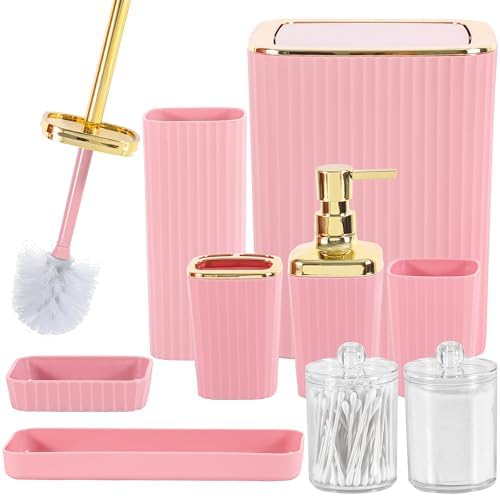 Viowil 9-Piece Pink Bathroom Accessory Set