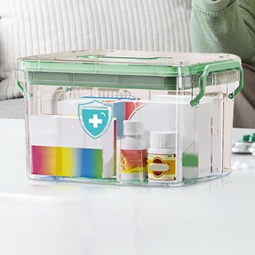 Household Medicine Organizer with Clear Layers and Secure Lid 1