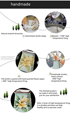 SAFWE Crack Ceramic Hand Soap Dispenser Set with Flower Bird Design