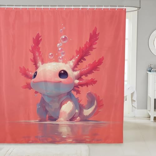 Feelyou Axolotl Cartoon Shower Curtain Set 72x72