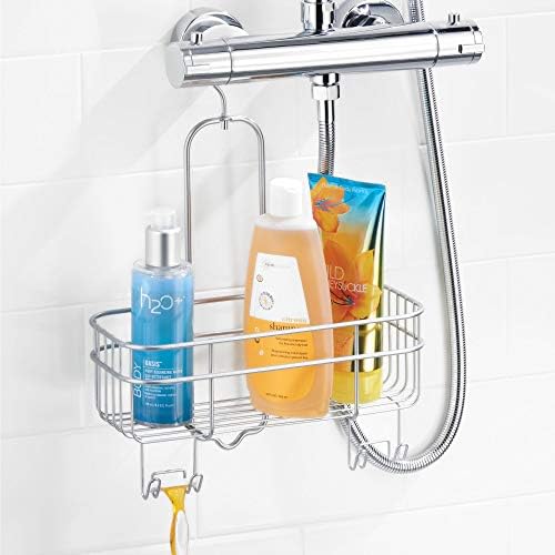 iDesign Euro Metal Hanging Shower Caddy with Swivel Hook Silver
