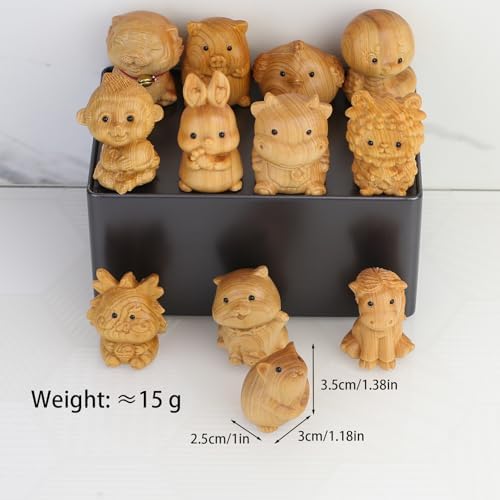Cute Miniature Wooden Mouse Statue - 12 Zodiac Collection