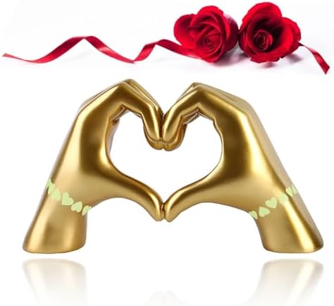 Heart Hand Sculpture - Gold Big Hands Decor Statue