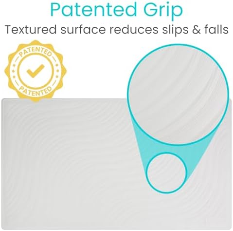 Vive Non-Slip Bath Mat with Suction Cups - 28 x 16 XL