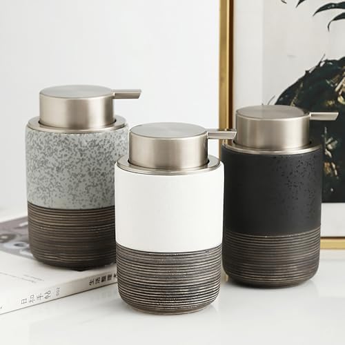 Ceramic Foaming Hand Soap Dispenser with Easy-to-Press Pump White