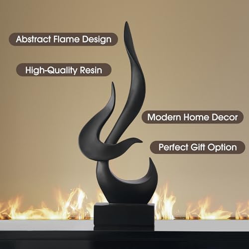 AWNR Black Flame Resin Art Sculpture Modern Home Decor