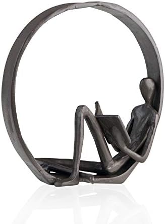 Danya B Contemporary Encircled Reader Cast Iron Sculpture Single Male
