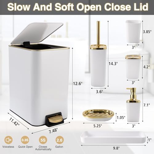 XLHOMO White Gold 8-Piece Bathroom Accessory Set