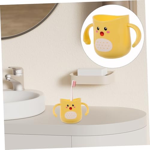Impact Resistant Toothbrush Mug with Double Handles Cartoon Design