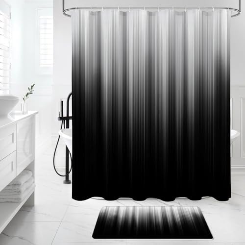 Litabel 4 Pcs Grey Black Gradient Bathroom Set