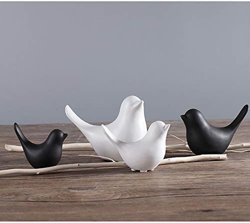 Home Small Ceramic Statues Black Birds Decor