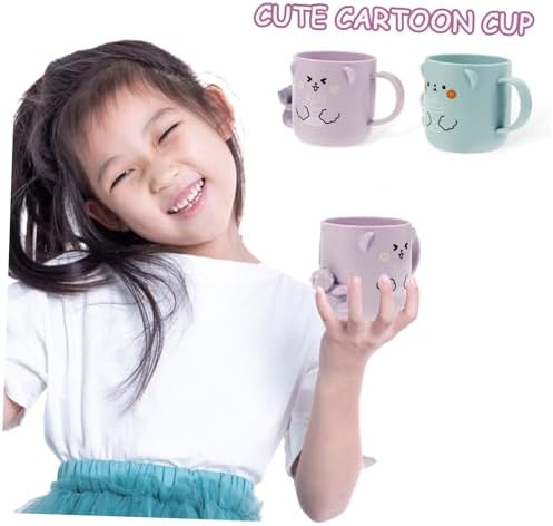 2Pcs Cute Bear Design Reusable Plastic Tumblers for Toothbrush