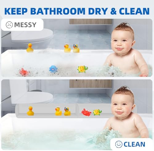 Resseor Bath Tub Splash Guard with Play Shelf and Suction Cups
