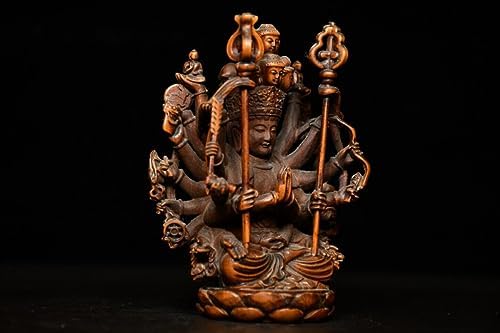 Handcrafted Boxwood Avalokiteshvara Statue with 1000 Arms