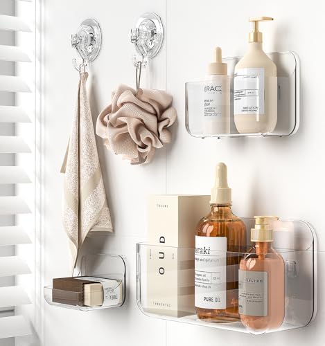 AmazonBasics 5 Pack Clear Acrylic Shower Caddy 1